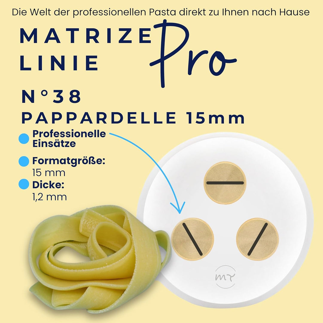 My Trafile – Matrize Linie Pro N°38 Pappardelle 15mm aus POM mit professionellen Einsätzen, kompatib