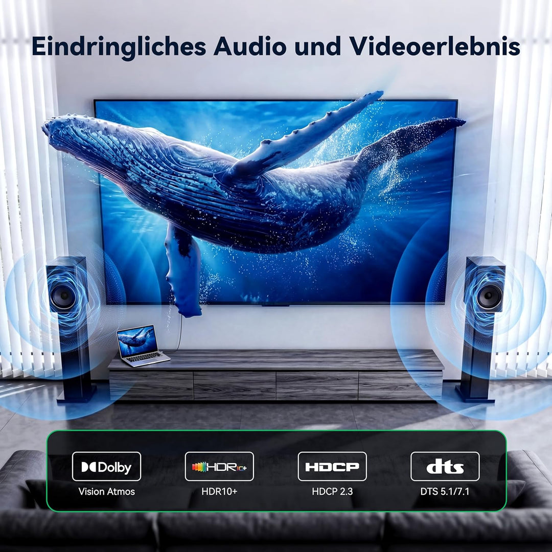 USB auf HDMI Adapter Kabel 1.5M, Unidirektional USB A 3.0 Stecker auf HDMI Stecker, 1080P 60Hz 5Gbps