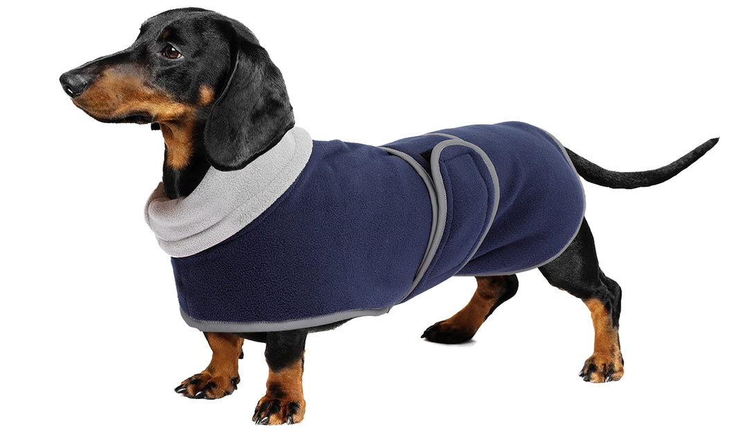 Geyecete-Polarfleece Winter hundemantel fur Dackel,Miniatur Dackel Pullover,Warmes Einstellbar Hunde