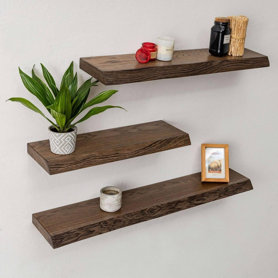 1 Original BestLoft® Wandregal Ruby mit Baumkante aus Eiche Wandboard Dunkel (120cm, Baumkante) Baum