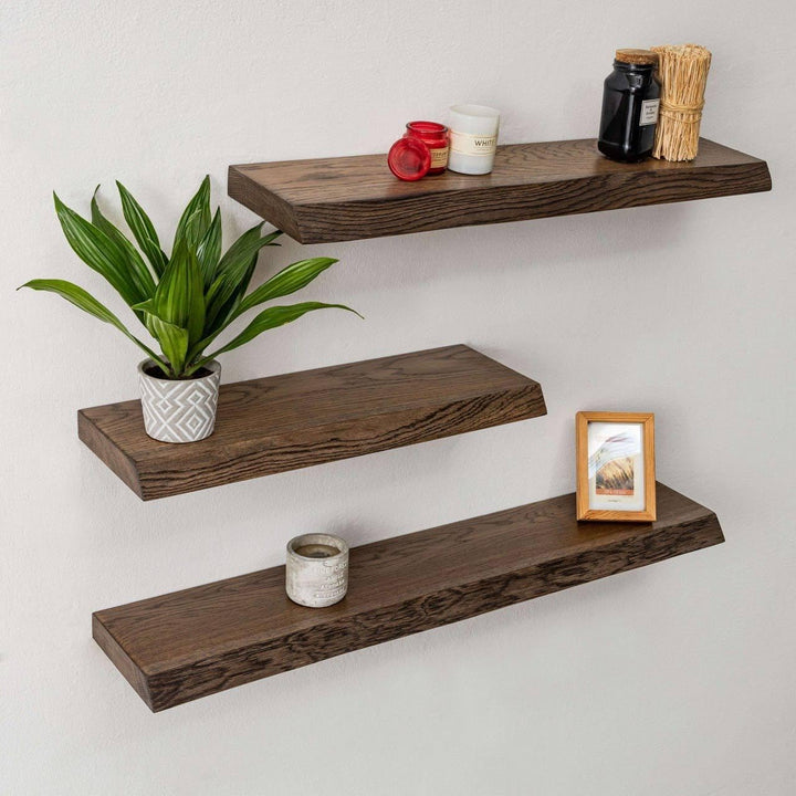 1 Original BestLoft® Wandregal Ruby mit Baumkante aus Eiche Wandboard Dunkel (120cm, Baumkante) Baum