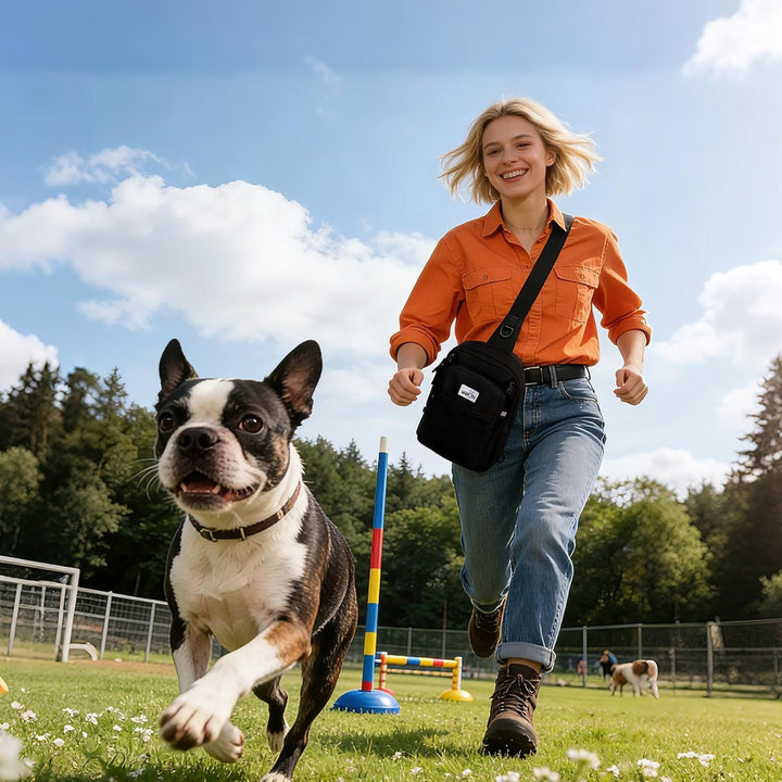 wakytu 2-in-1 Futterbeutel Hunde - Leckerlibeutel für Hunde, abgetrennte Fächer, grossvolumig, wasse