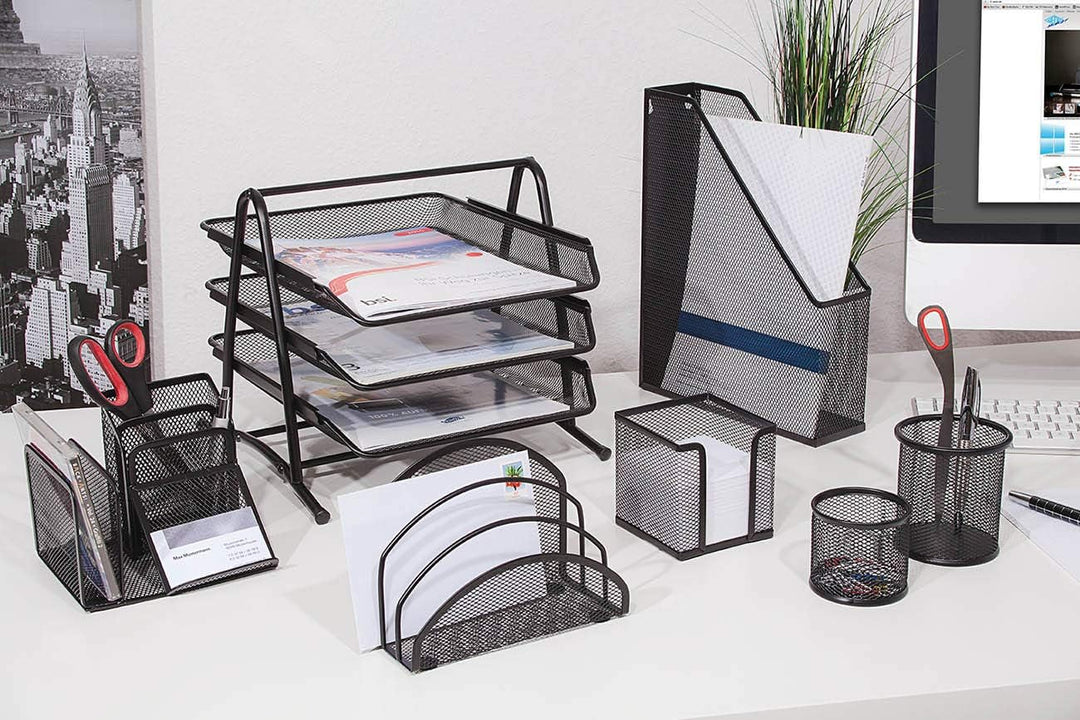 Wedo 65801 Briefablage Office (aus Drahtmetall, 3 Fächer, passend bis C4-Format, 35 x 30 x 27 cm) sc
