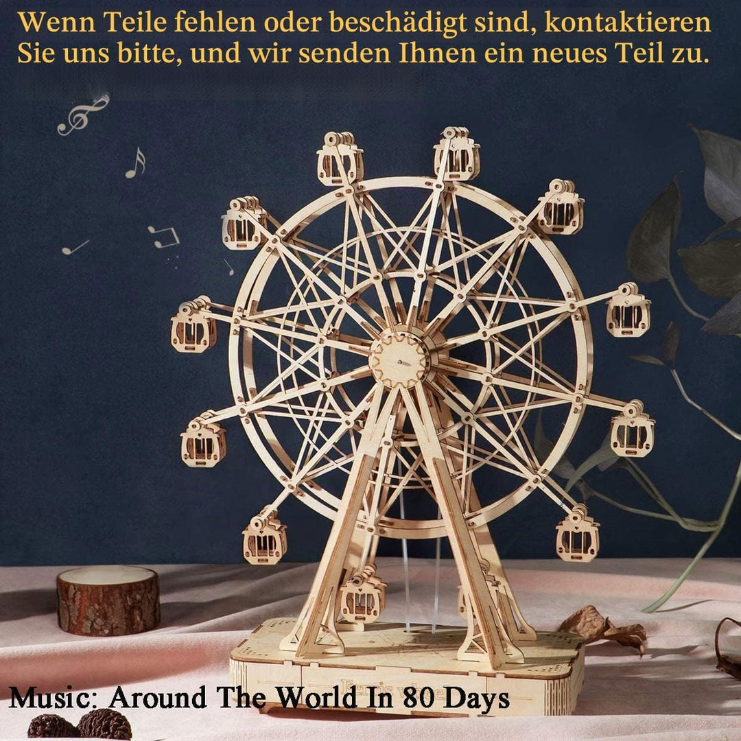 Rolife 3D Puzzle Riesenrad Spieldose Modellbausatz Holzbausatz Erwachsene mit Musik für Kinder und E