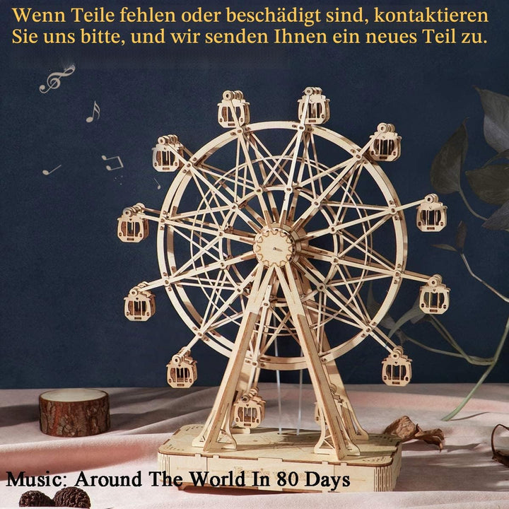 Rolife 3D Puzzle Riesenrad Spieldose Modellbausatz Holzbausatz Erwachsene mit Musik für Kinder und E