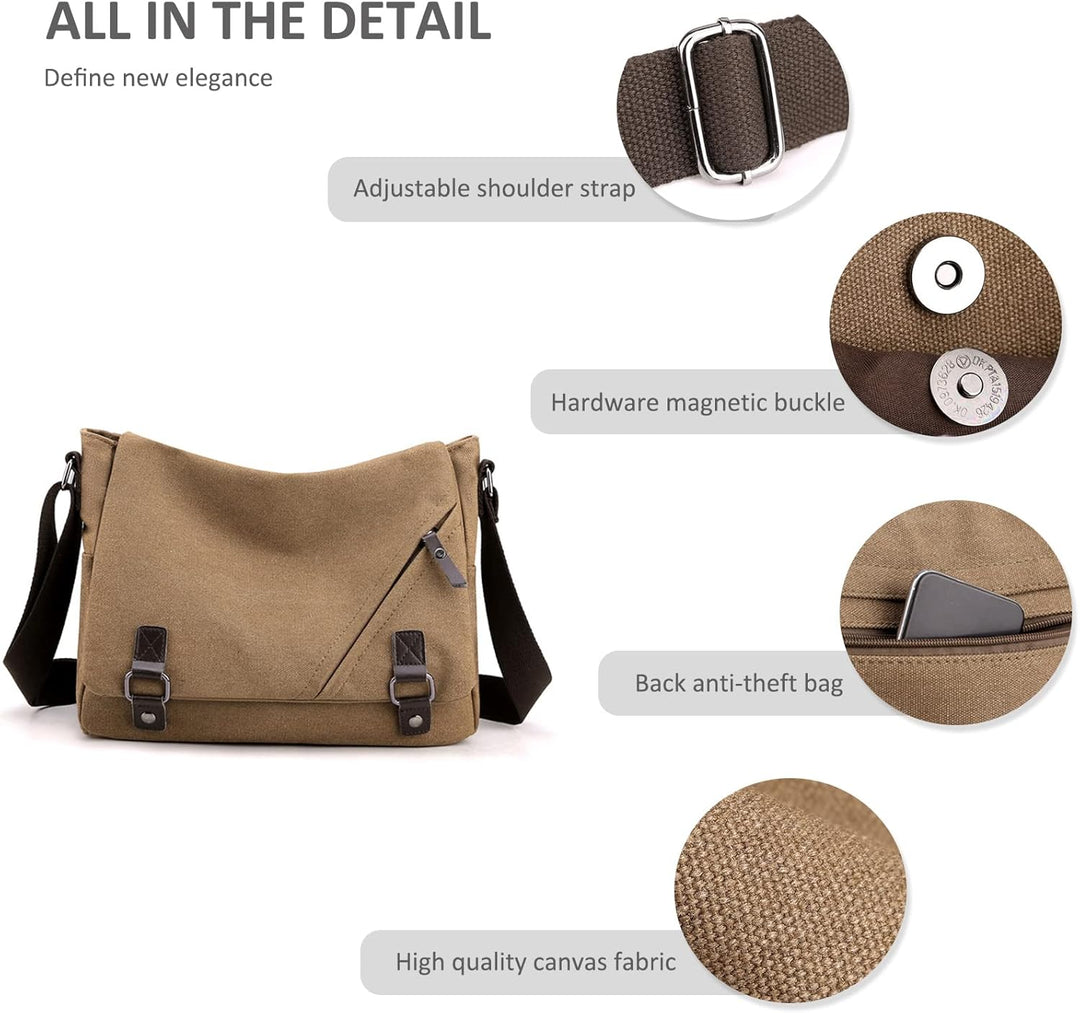 NICOLE & DORIS Umhängetasche Herren Damen Schultertasche Segeltuch Messenger Bag Arbeitstasche Lapto