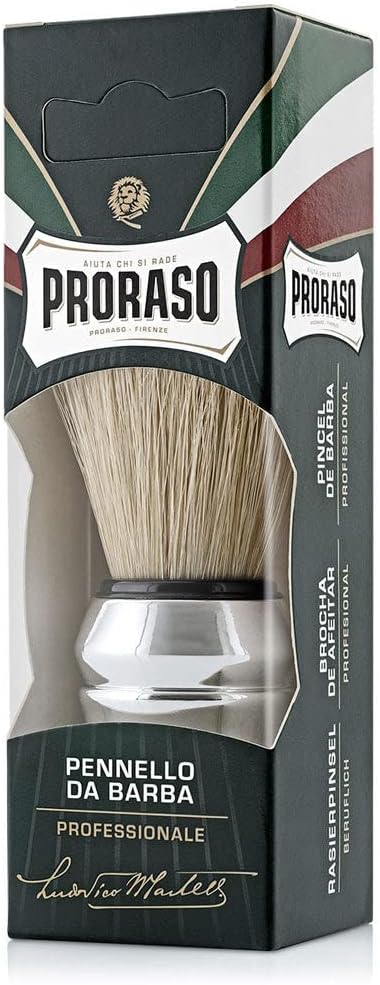 Proraso (Grüne Linie) - Rasierpinsel, Naturborste und verchromter Kunststoffgriff, 1 Stück (4er Pack