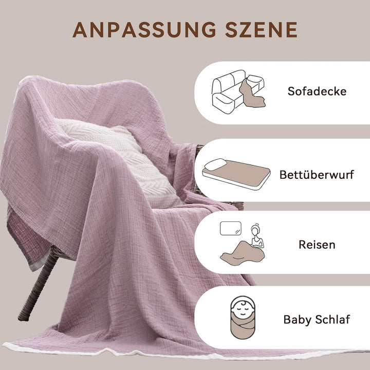 SE SOFTEXLY Premium Kuscheldecke 130x150 cm - Bettüberwurf Wohndecke Wendedecke Kuscheldecke Sofadec