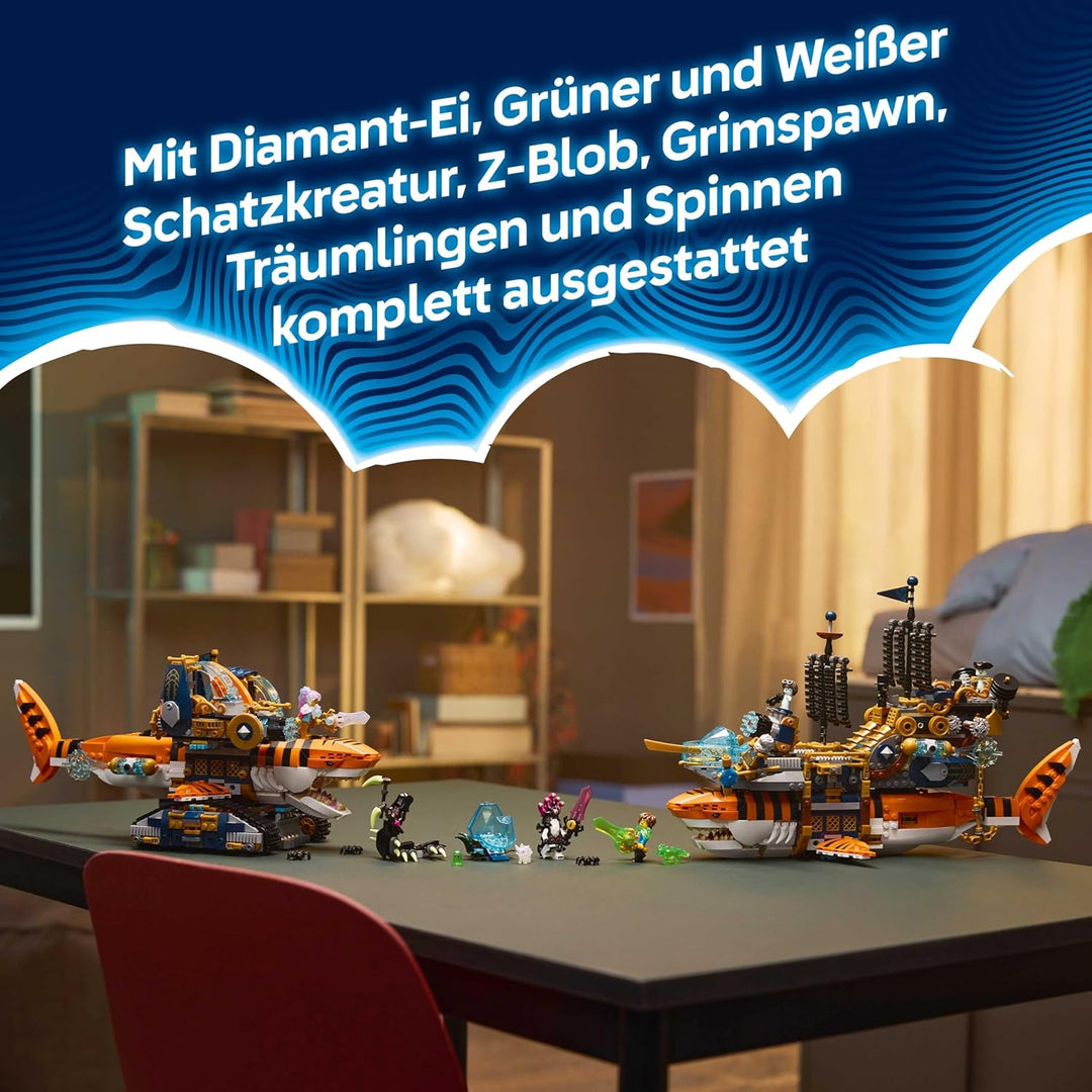 LEGO DREAMZzz 2in1 Tigerhai-Fahrzeug - Spielzeug verwandelbar in Piratenschiff mit Kanone - inkl. 5