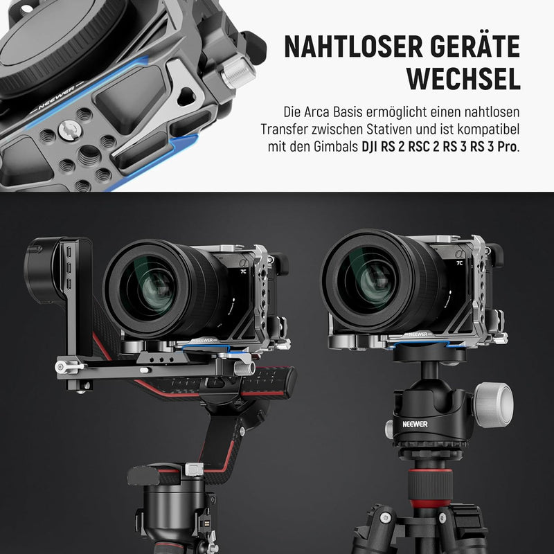 NEEWER A7C II A7CR Kamera Käfig Cage für Sony A7C II A7CR, Alu. Video Rig mit QR Basis Arca Typ, kom