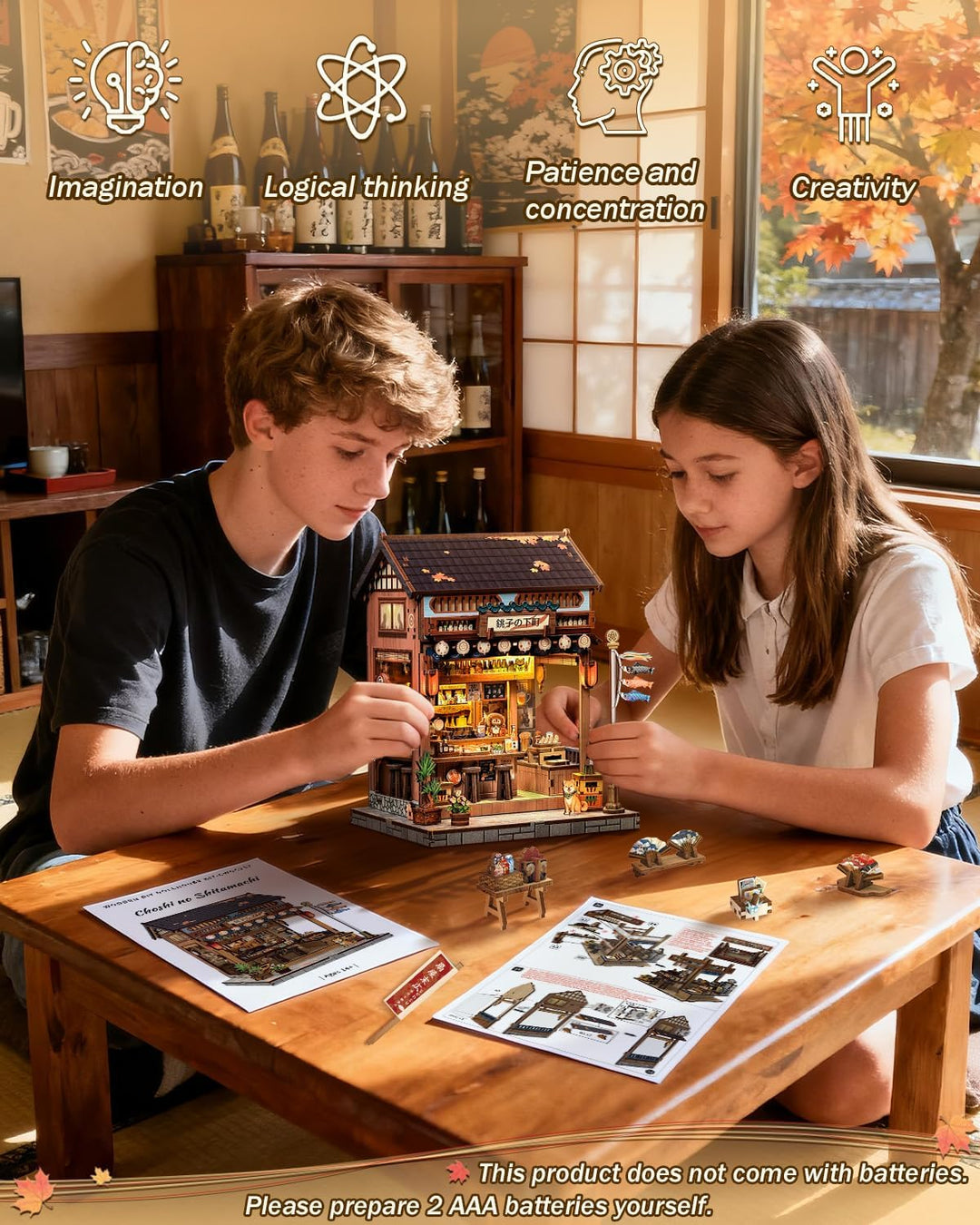 Book Nook Kit - Miniatur Puppenhaus mit LED-Beleuchtung: 3D Holz-Puzzle Buchstütze, Retro-stilvolle