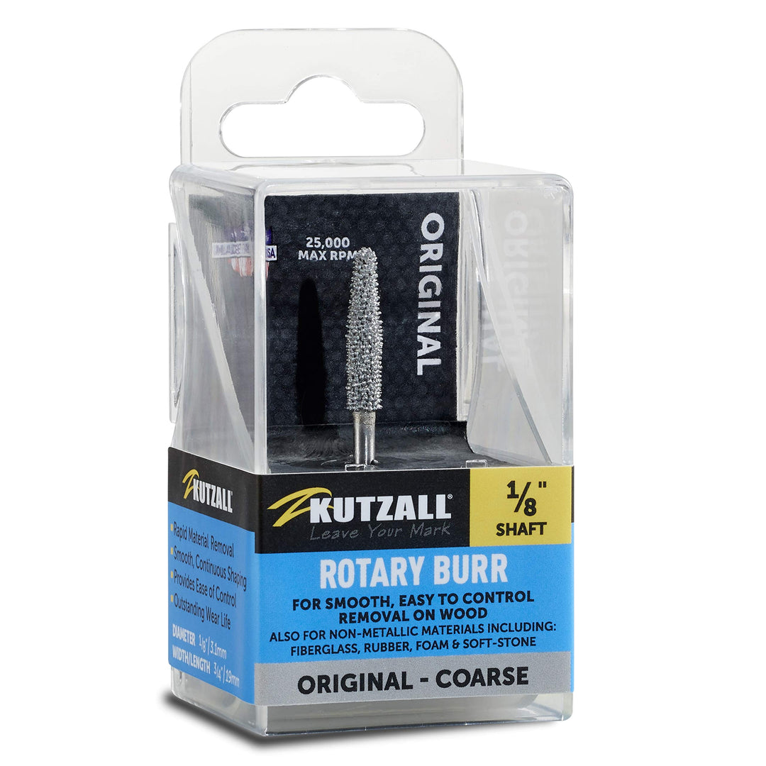 Kutzall Original Kegelfräser, 1⁄8" Schaft, grob - Holzbearbeitungsaufsatz für Dremel, Foredom, DeWal