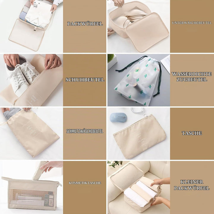 Koffer Organizer Set, 14 Stück Wasserdicht Packing Cubes, Multifunktionale Travel Packwürfel, Koffer