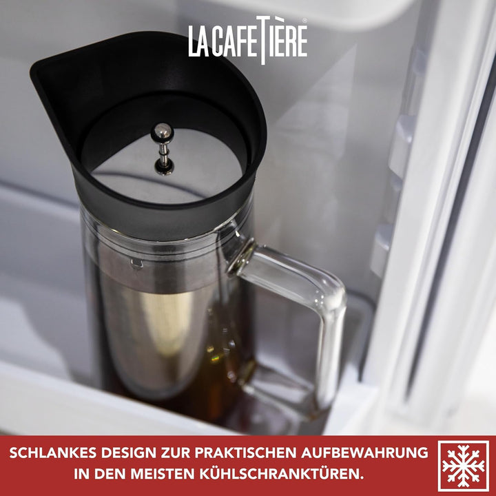La Cafetière Kaffeebereiter zum Kaltbrühen, mit Netzfilter, spülmaschinenfest, Krugdeckel mit Ausgie