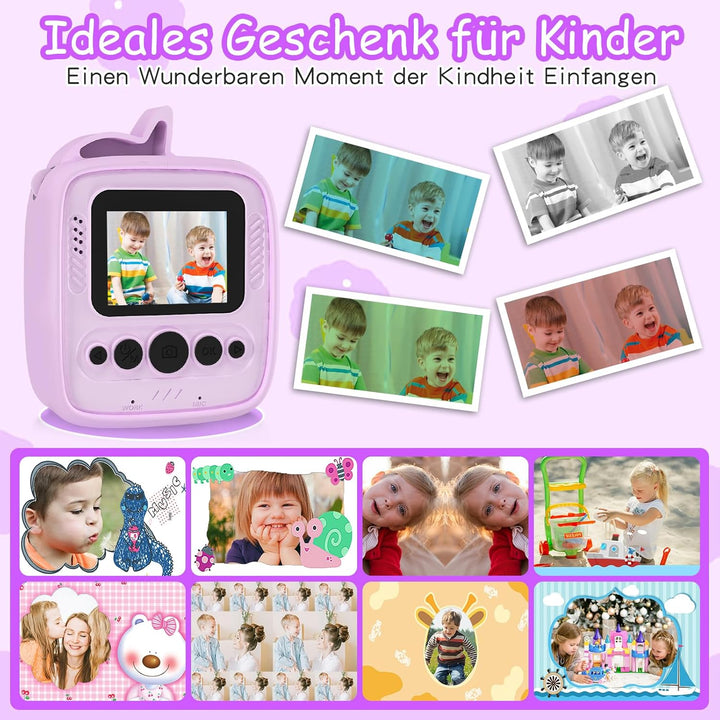 Kinderkamera Sofortbildkamera, 1080P HD 48MP Sofortbildkamera Kinder, Digitalkamera Kinder mit 32GB