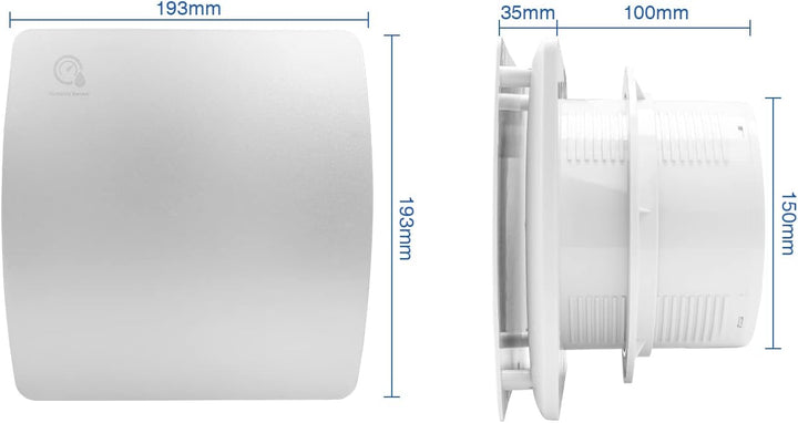 Badlüfter 150mm mit Feuchtigkeitssensor und Rückstauklappe – Leiser Abluftventilator für Bad, Küche,