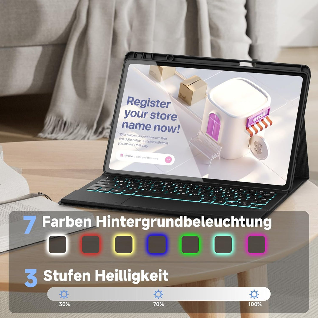 Tastatur mit Hülle für Lenovo Idea Tab Pro 2025 12.7 Zoll, Bluetooth Kabellose Tastatur mit Trackpad