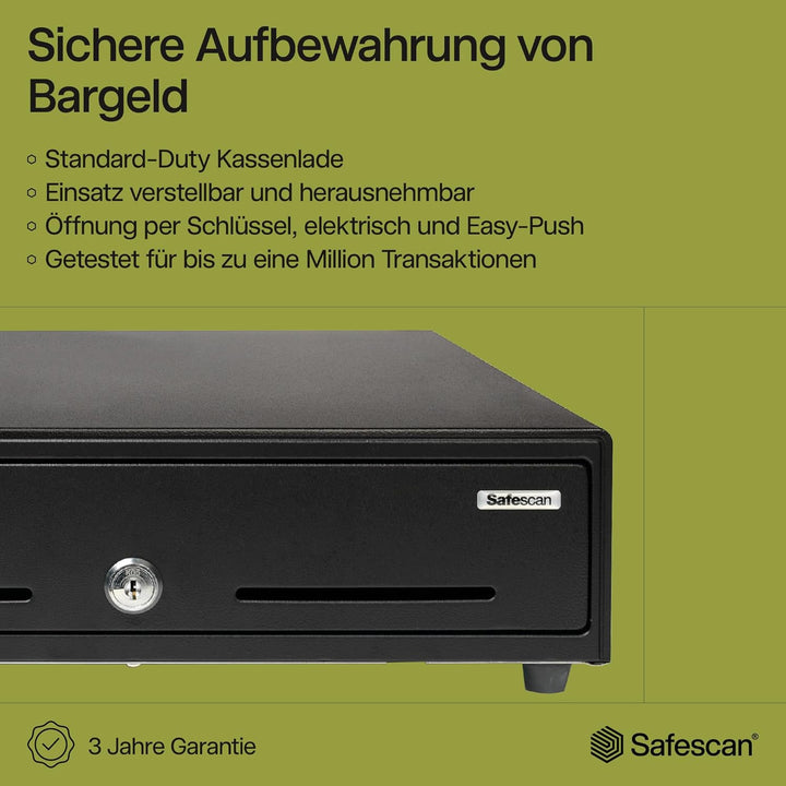 Safescan SD-3540 Standard-Duty Kassenschublade mit 4 Fächern für Banknoten und 8 für Münzen - Kassen