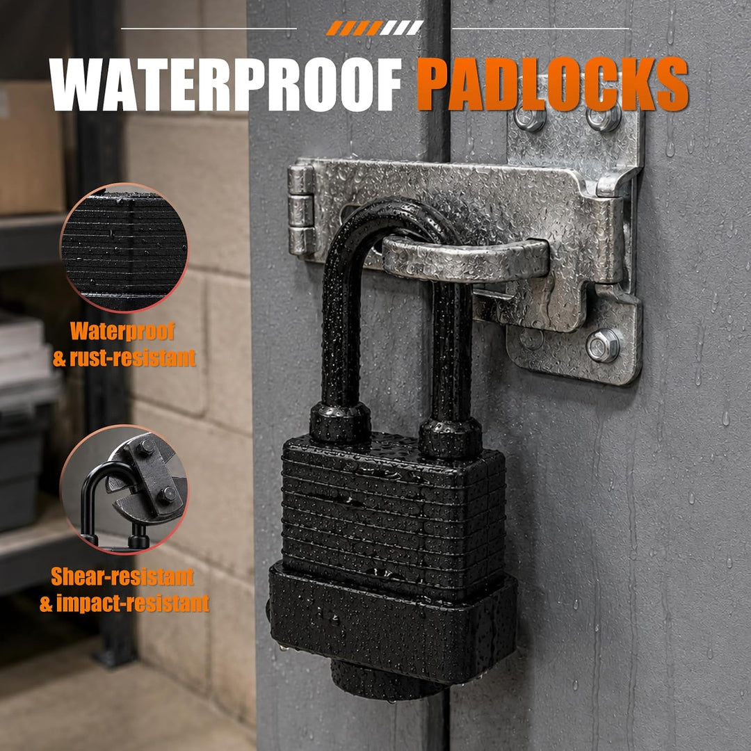 Vorhängeschloss Schloss Padlock Vorhangschloss | 6 Stück mit 18 Schlüssel Wetterfest Messing Gleichs