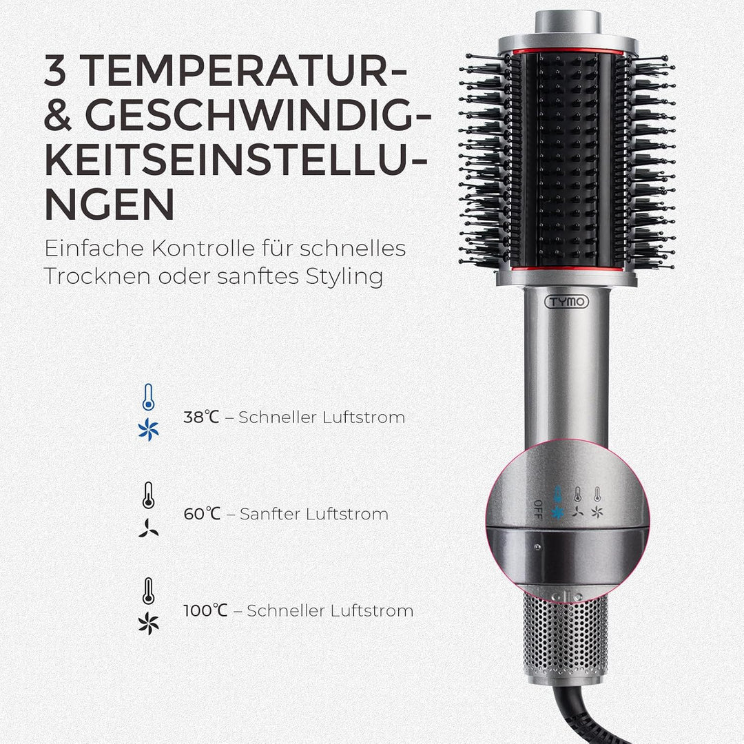 TYMO Warmluftbürste Föhnbürste, Leichte Heissluftbürste zum Trocknen & Stylen in einem, 5 in 1 Volum