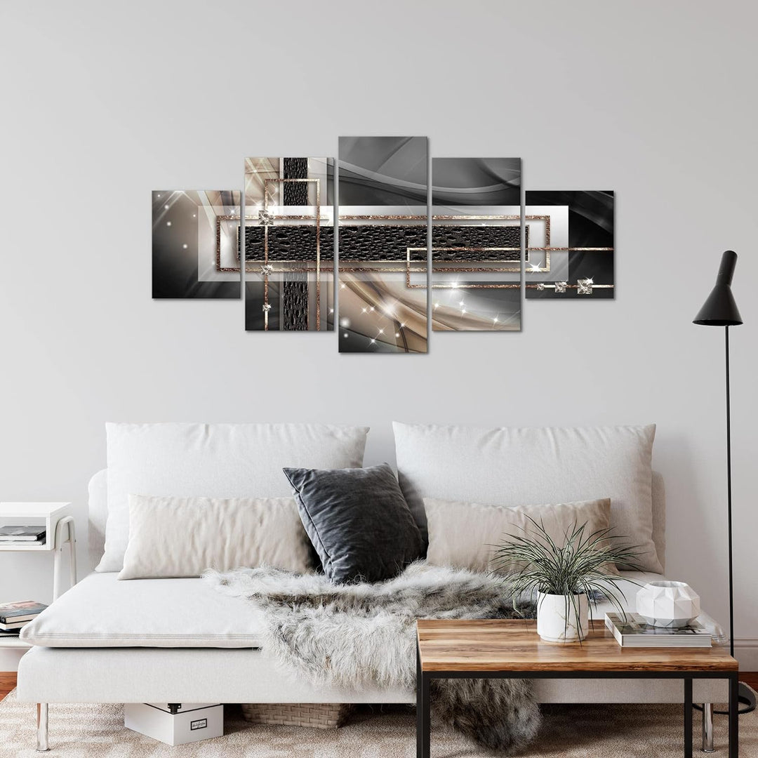 Runa Art Wandbilder Abstrakt 5 Teilig Bild auf Vlies Leinwand Deko Wohnzimmer Schlafzimmer Diamant B