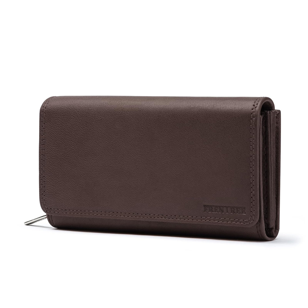 Frentree® Damen Geldbörse aus echtem Nappaleder, grosses Leder Portemonnaie mit RFID-Schutz, weiches