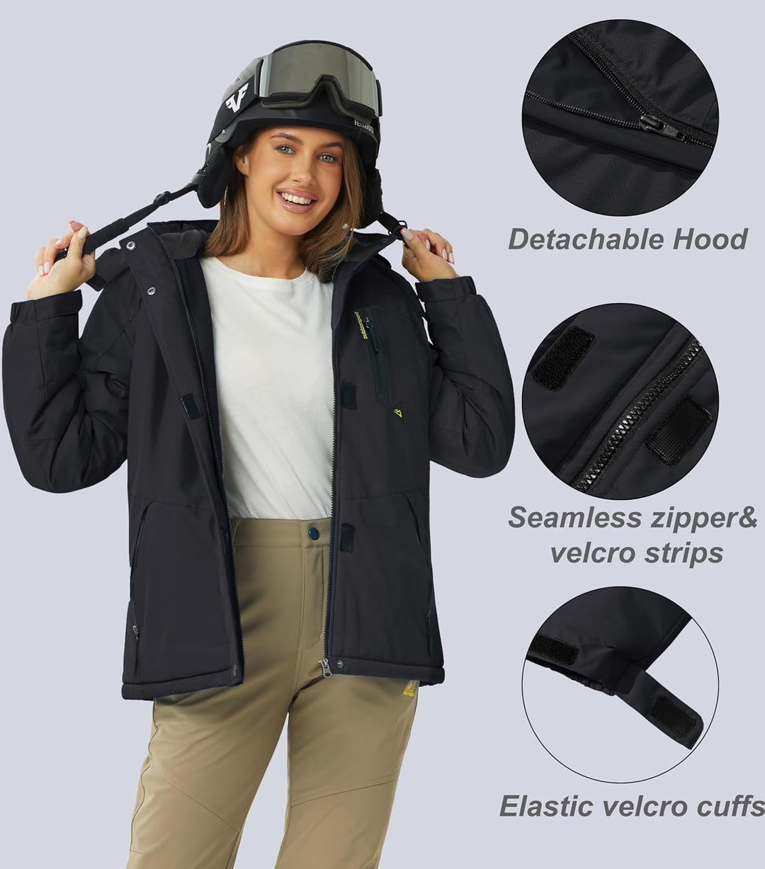MAGCOMSEN Winterjacke Damen Softshell Funktionsjacke Wasserabweisende Outdoor Ski Jacke Fleece Windd