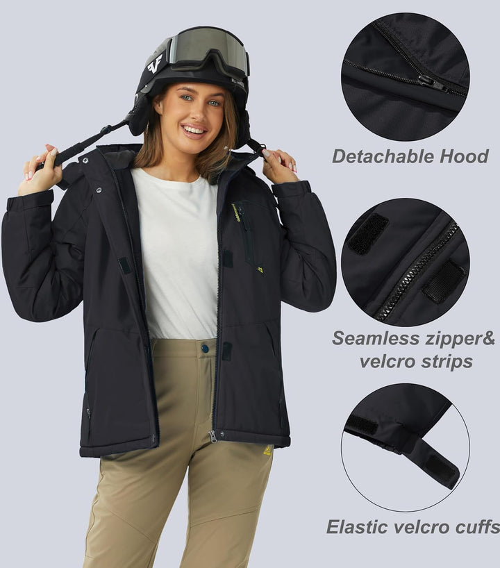 MAGCOMSEN Winterjacke Damen Softshell Funktionsjacke Wasserabweisende Outdoor Ski Jacke Fleece Windd