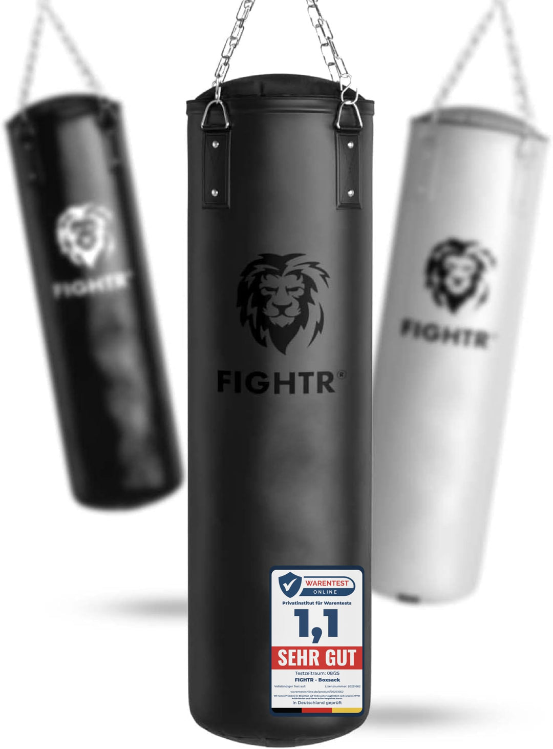 FIGHTR® Boxsack gefüllt/ungefüllt - extrem robust & langlebig | Boxsack Set inkl. 4-Punkt-Stahlkette