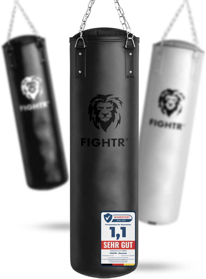 FIGHTR® Boxsack gefüllt/ungefüllt - extrem robust & langlebig | Boxsack Set inkl. 4-Punkt-Stahlkette