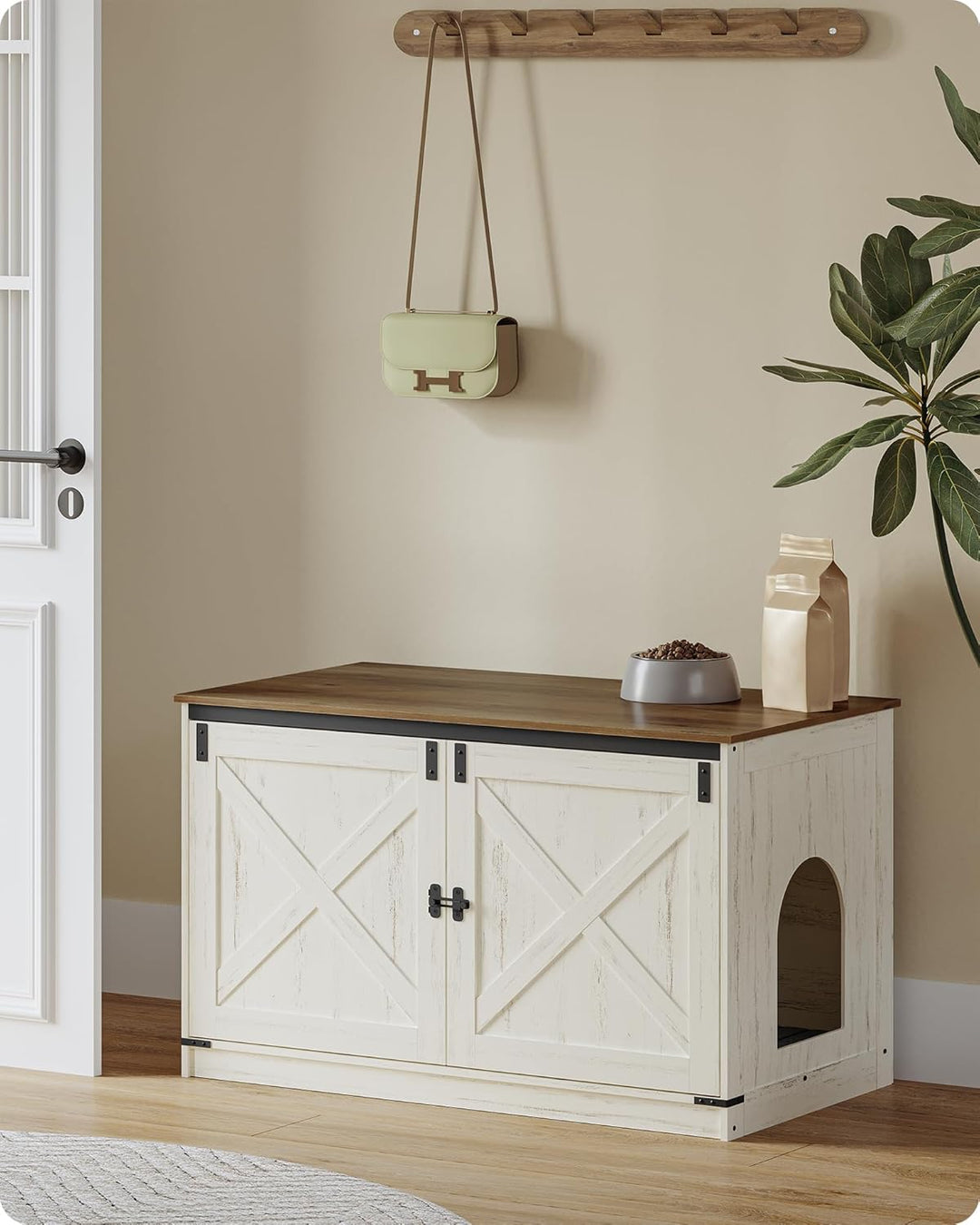 Hzuaneri Katzenklo Schrank, Katzenschrank, Katzentoilette mit Herausnehmbarer Trennwand, Katzenhaus,