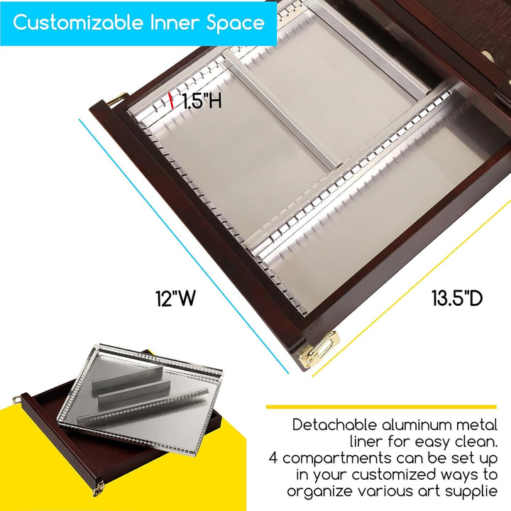 MEEDEN Studio Sketchbox Tisch Staffelei mit Metallfutter Schublade - Verstellbare Buchenholz Künstle
