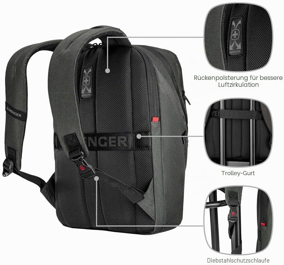 WENGER MX ECO Light Laptop-Rucksack mit Tabletfach, Notebook bis 16 Zoll, Tablet bis 10 Zoll, Organi