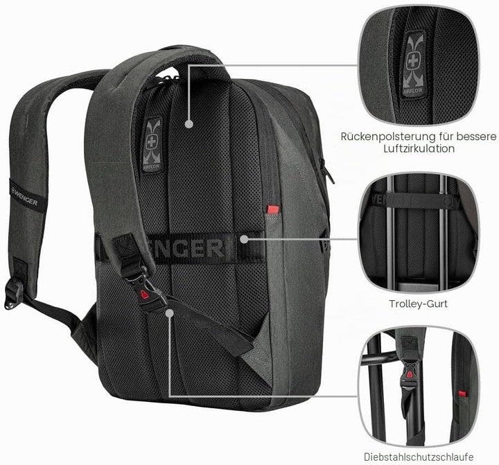 WENGER MX ECO Light Laptop-Rucksack mit Tabletfach, Notebook bis 16 Zoll, Tablet bis 10 Zoll, Organi