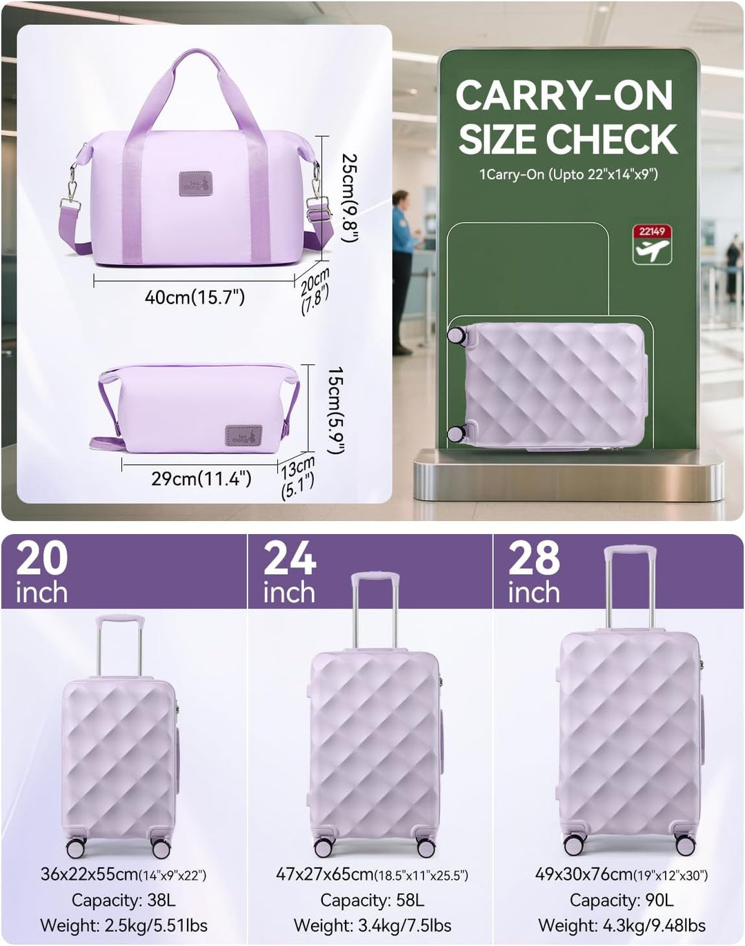 Sea choice Hardschalen Trolley Koffer Set 5tlg. Zwillingsrollen Reisekoffer Enthält 1 Reisetasche un