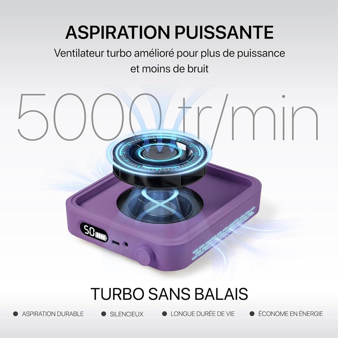 HALMAI Rechargeable Cordless Nail Dust Collector - 800Pa Suction & 5000 RPM Brushless Motor, Portabl