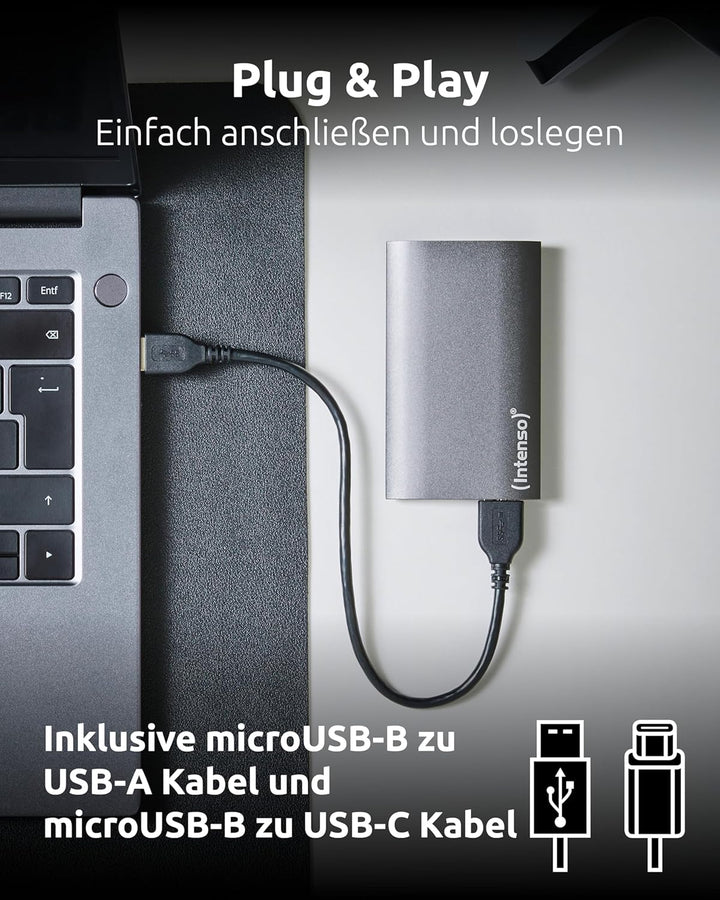 Intenso external SSD 1,8 512GB USB 3.0 Aluminium Premium, Festkörper-Laufwerk 500 GB Premium, 500 GB