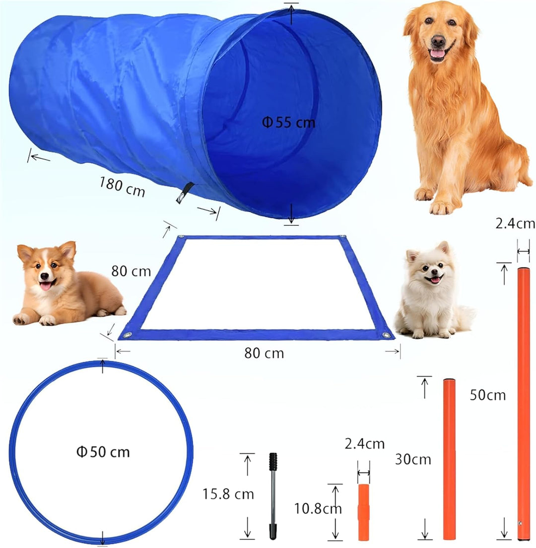 Agility Set Hunde Agility Reaktionstraining Ausrüstung für Hundetraining Hundesport mit Hundetunnel,