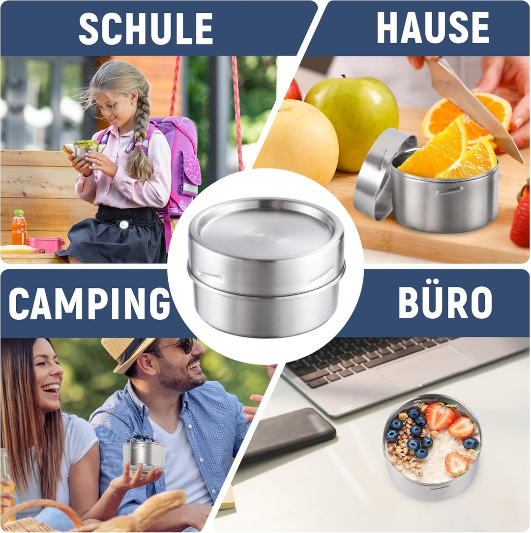 nicelock Brotdose Edelstahl Auslaufsicher (3 Stück), 200ml Klein Edelstahl Dosen, Lunchbox Kinder, L