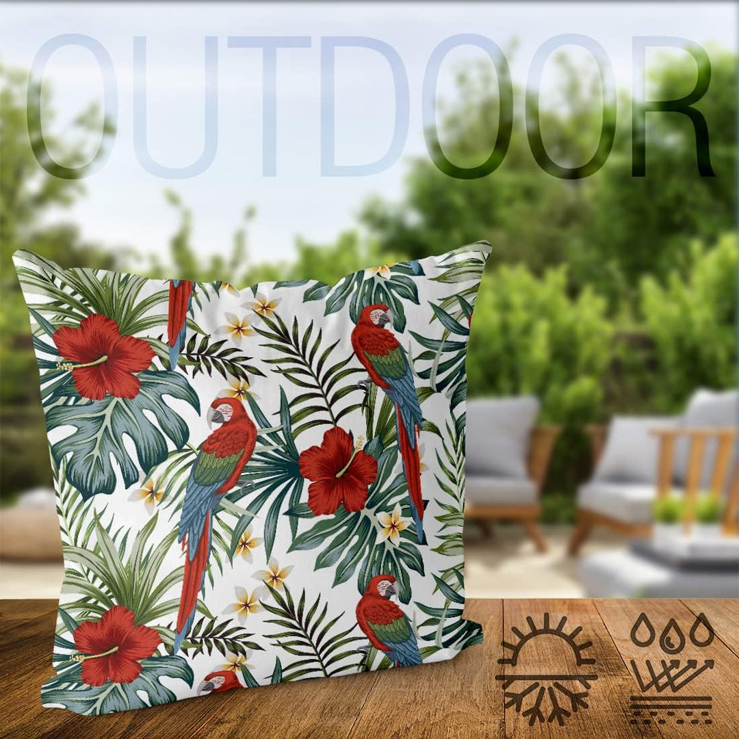 VOID Papagei Tropenwald Hibiskus Kissenbezug Kissenhülle Sofakissen Kissen Deko Outdoor-Kissen Dekok