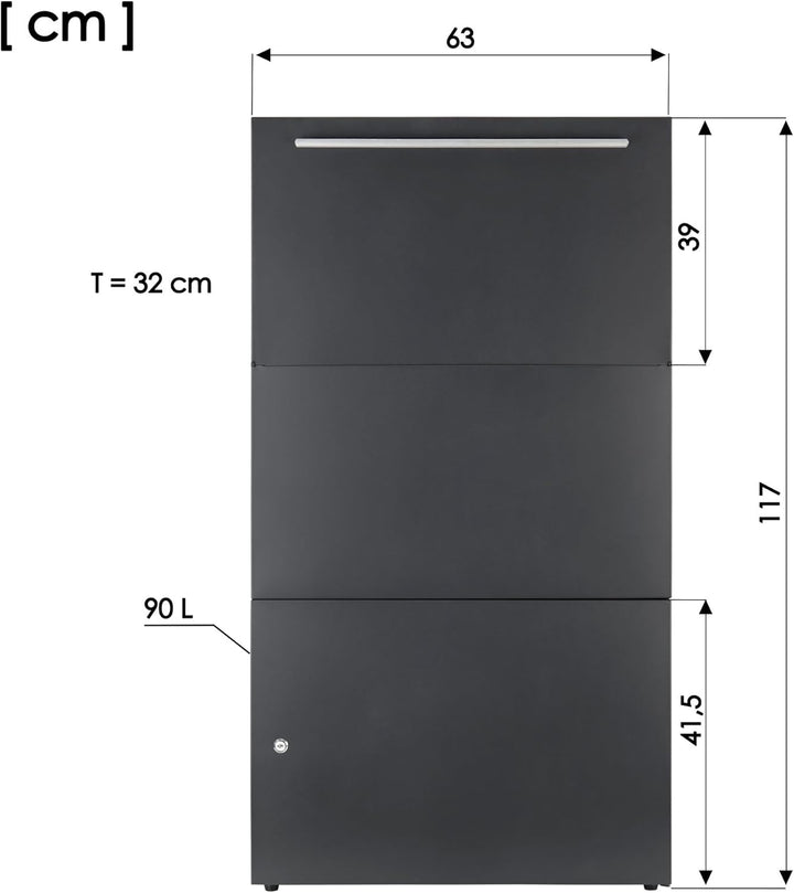 Riesen - Paketbriefkasten, 90 Liter Volumen, für sehr grosse Pakete, XXL Paketkasten, Masse 117 cm x