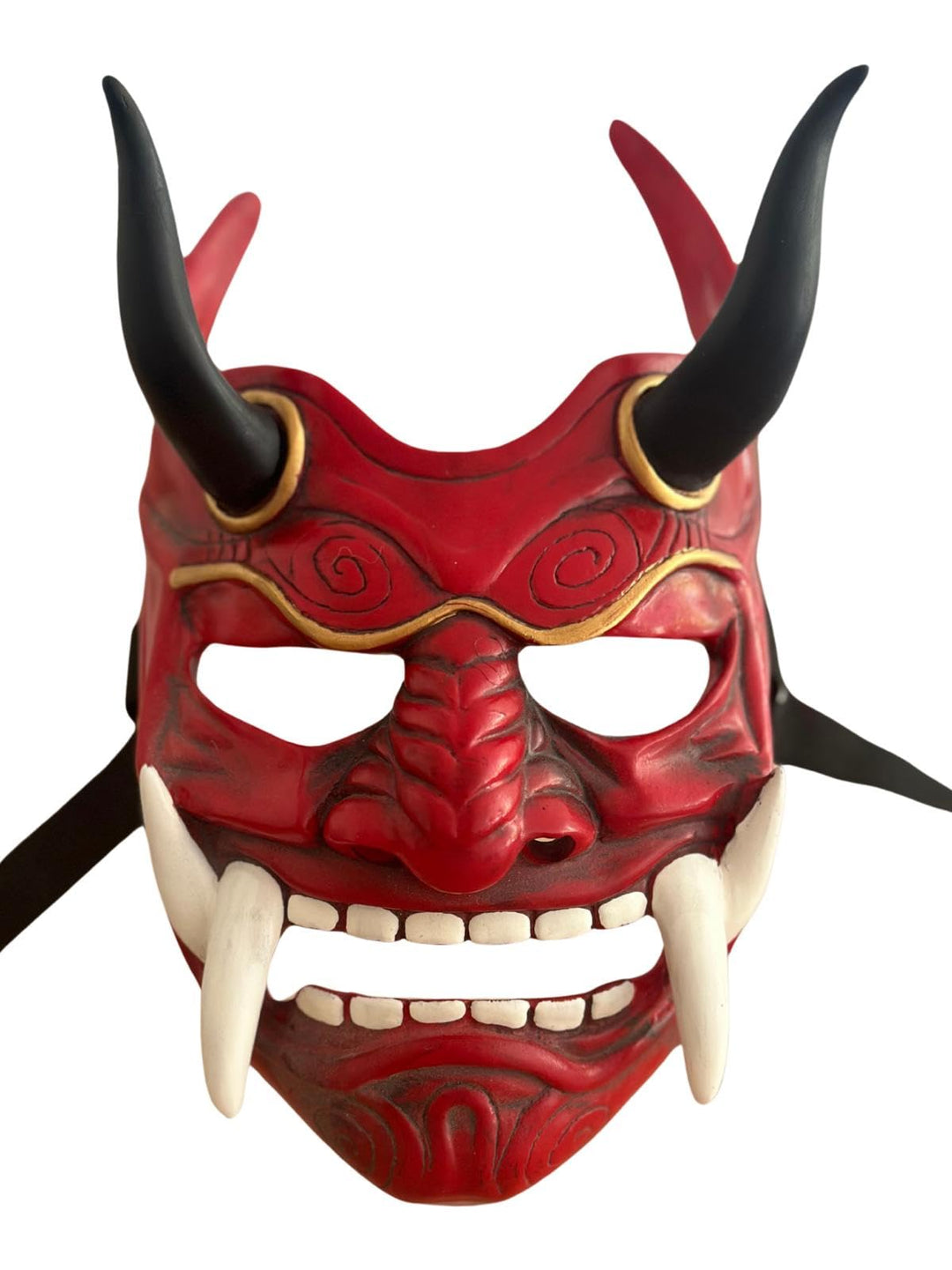 Generisch Oni Maske Rot – Japanische Dämonenmaske aus Harz – Samurai Stil – Kostüm- & Dekomaske für