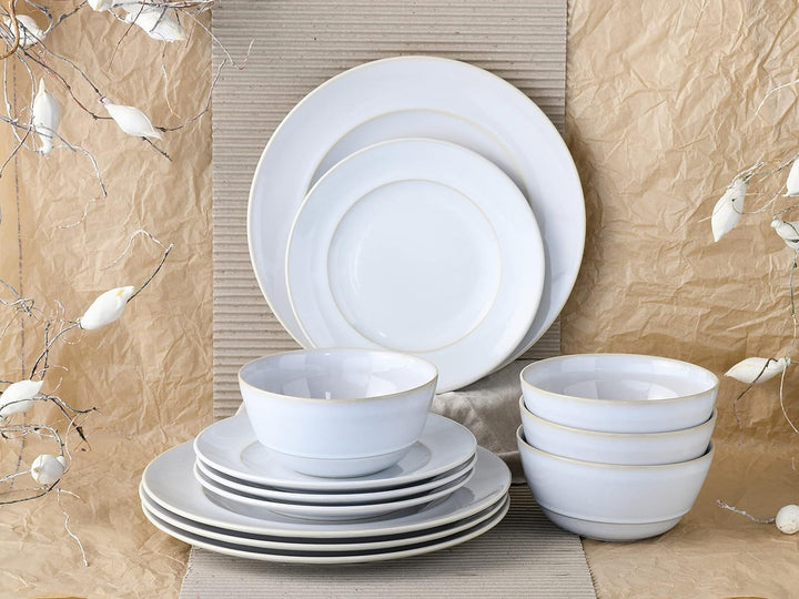 CreaTable, 23670, Serie ANTIQUE offwhite, Geschirrset, Teller Set 12 teilig Tafelservice 12 tlg, Taf