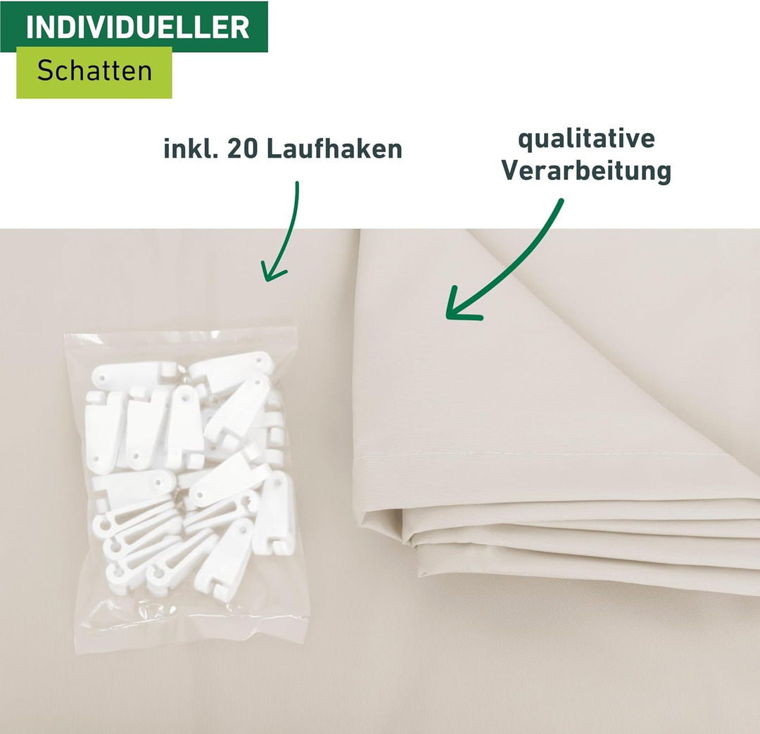 Windhager Sonnensegel für Seilspanntechnik, Wintergarten und Terrassen Beschattung, Seilspannmarkise