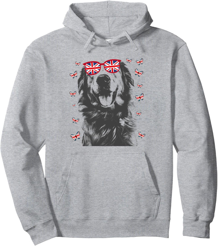 Union Jack Flagge UK Idee für Kinder & Neuheit Golden Retriever Pullover Hoodie