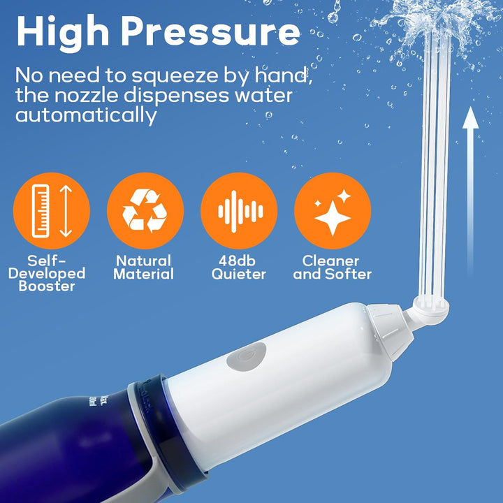 BIGCOW Tragbare Bidet mit 3 Sprühmodi | Elektrische Po Dusche | IPX7 Wasserschutz & Druckregulierung