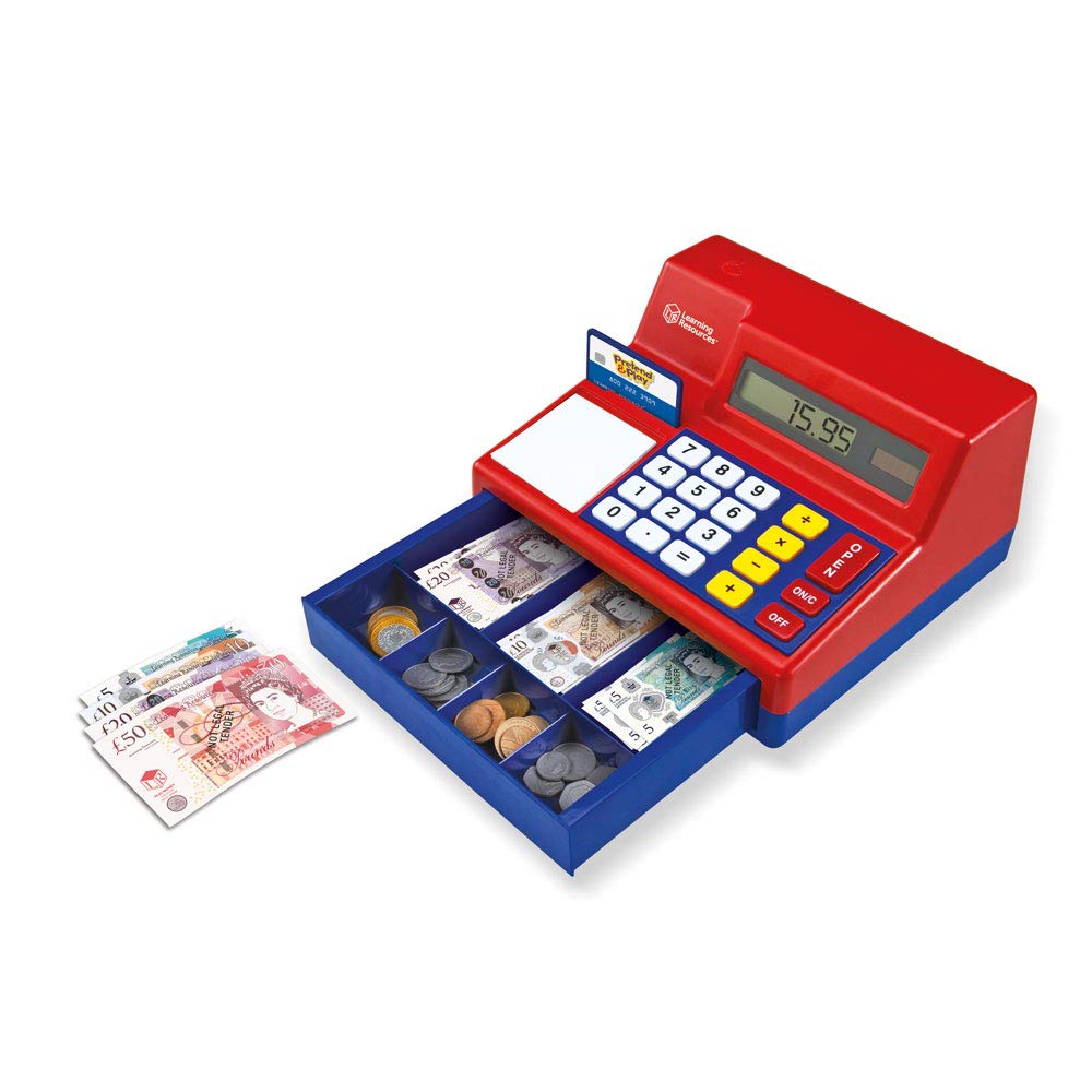 Learning Resources Pretend & Play Spielkasse mit Rechenfunktion und GB-Spielgeld Rot UK, Rot UK