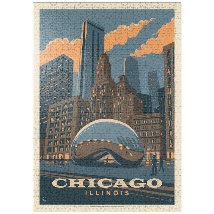 Chicago, IL: Magic Bean, Vintage Poster - Premium 1000 Teile Puzzle - MyPuzzle Sonderkollektion von
