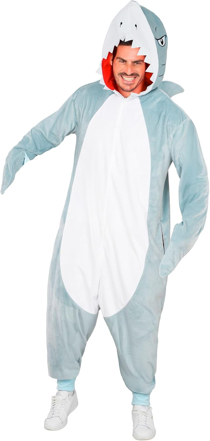 W WIDMANN MILANO Party Fashion - Tier Overall für Erwachsene, weicher Plüsch Jumpsuit mit Kapuze, Ti