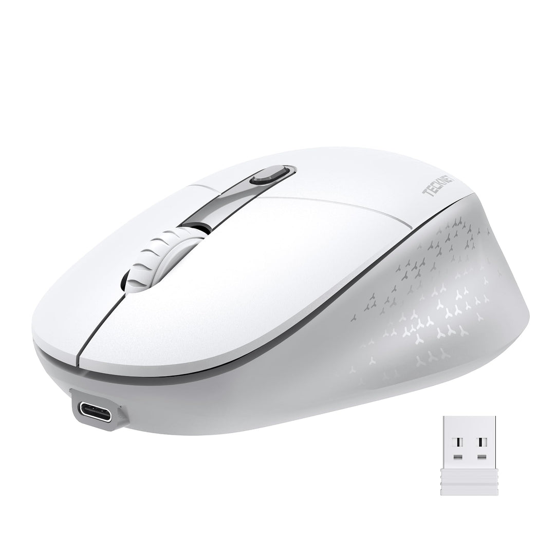 TECKNET Classic Kabellose Maus, Silent Bluetooth Maus (Tri-Modus BT5.2/3.0+2.4G), Wiederaufladbar Er